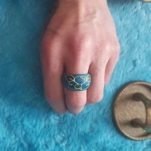 Turquoise wooden ring